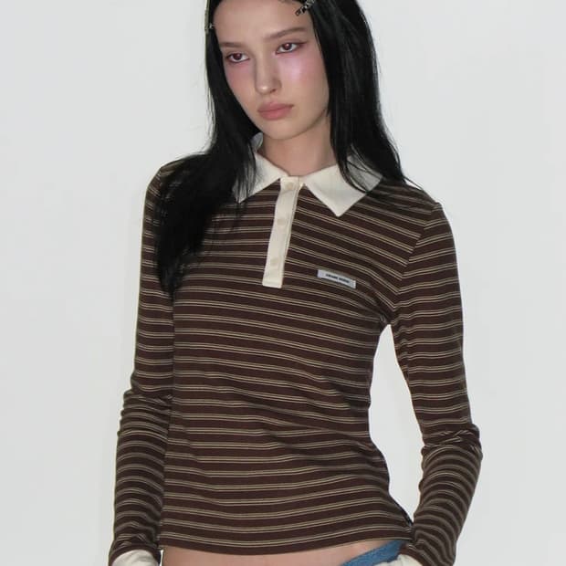 크랭크 멀티 스트라이프 폴로 셔츠_브라운