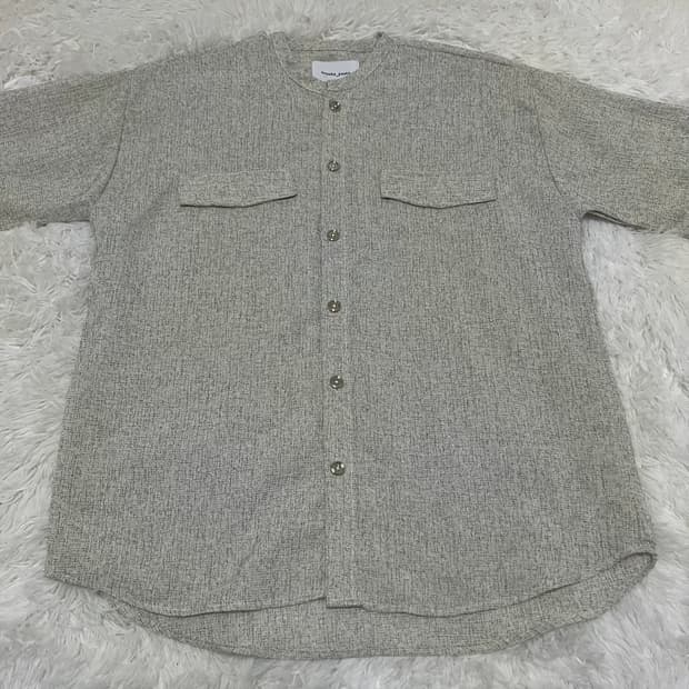 빈티지 화이트 실버 린넨 셔츠 990 y2k 스트릿 갸루 펑키 일본빈티지