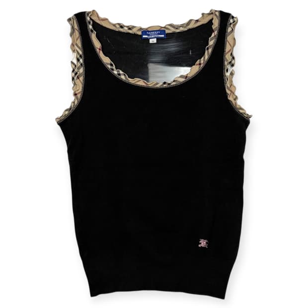 버버리 로고 체크 슬리브리스 나시 민소매 티셔츠