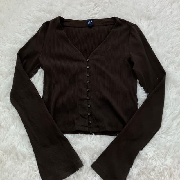 빈티지 딥 브라운 니트 긴팔 y2k 스트릿 갸루 펑키 일본빈티지585 f