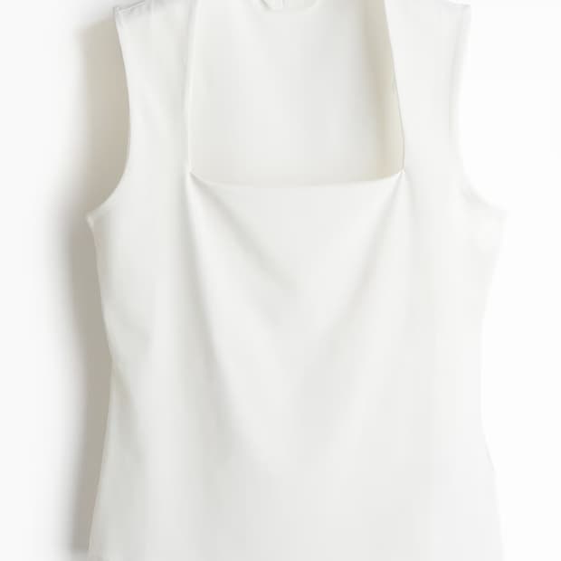 (무료배송) h&m 스퀘어넥 저지 탑 민소매 화이트 이너 블라우스