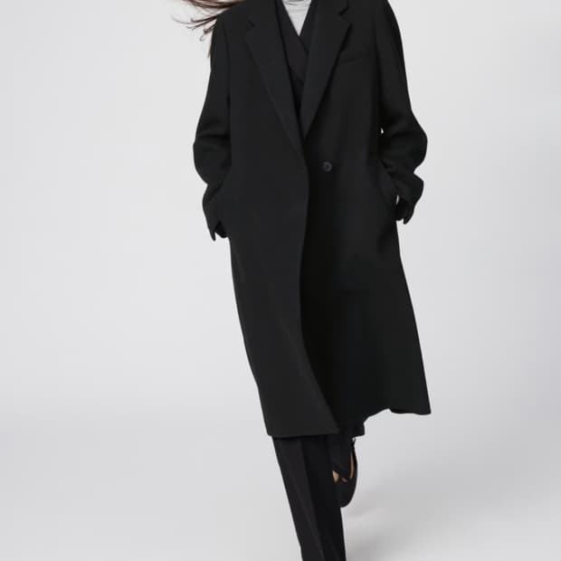 유니클로c 롱코트 블랙