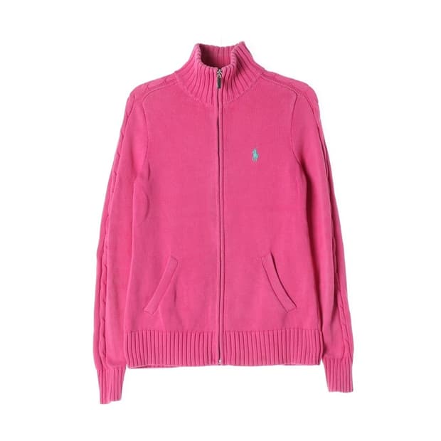 랄프로렌 스포츠 핑크 코튼 집업 가디건 S