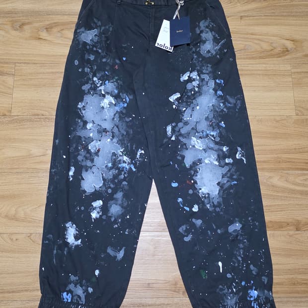 4size택포35만)24fw컬러 kolor 페인팅 와이드 팬츠 네이비
