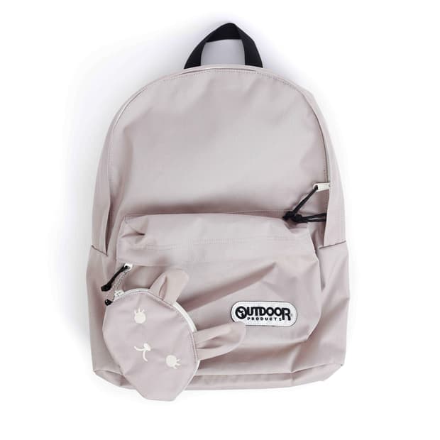 [OUTDOOR] 베이지 나일론 백팩 + 버니 파우치