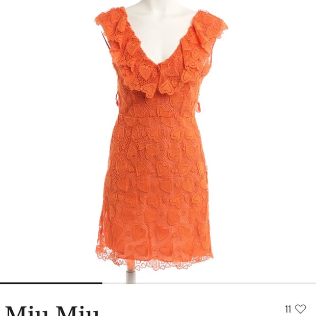 MIU MIU   미우미우 오렌지색 하트 레이스 미니 드레스 36
