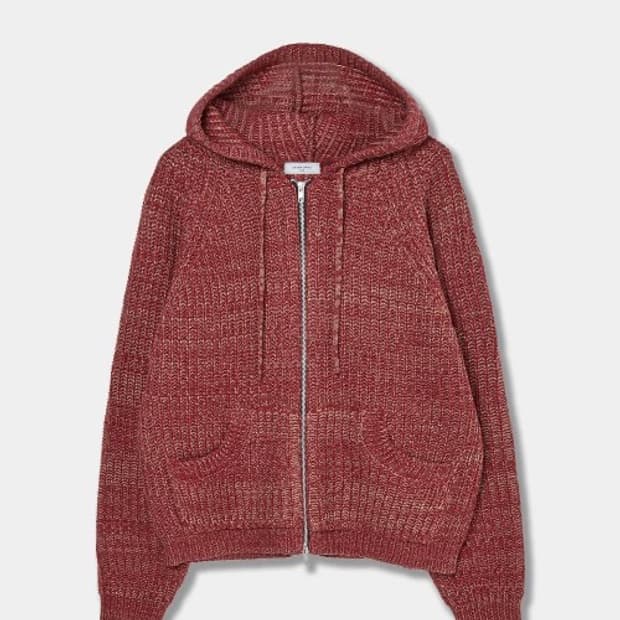 애프터프레이 인타르시아 니트 후드집업