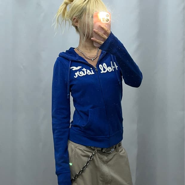 홀리스터 블루 딱붙 후드집업