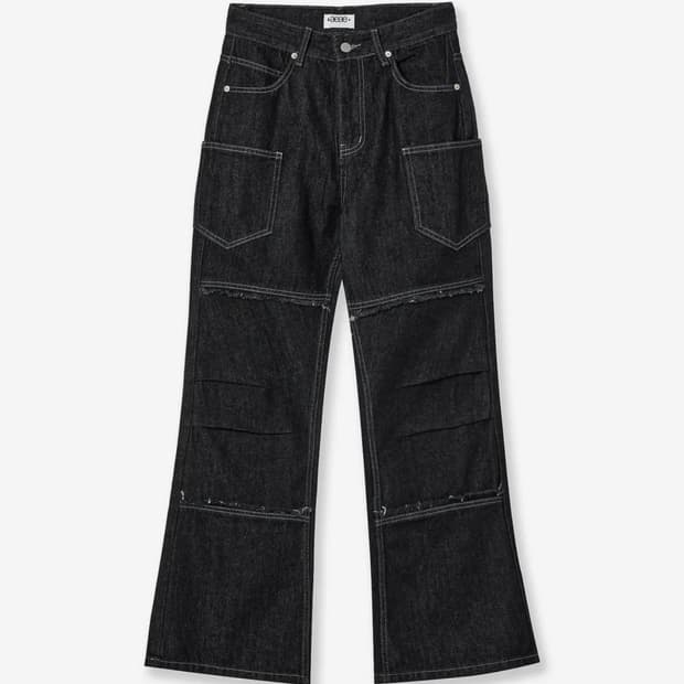 aeae RAW EDGE FLARE JEANS [BLACK] 