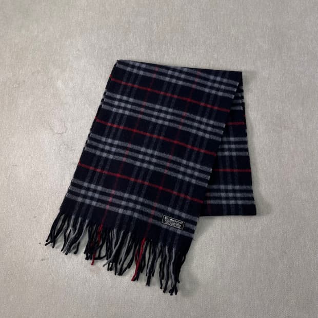 버버리 노바체크 램스울 네이비 머플러