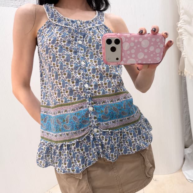 blue paisley breeze top