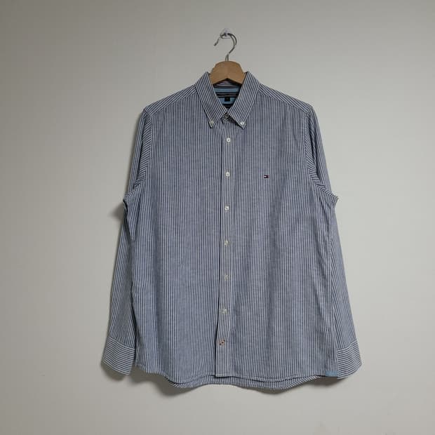 (M) 타미힐피거 스트라이프 긴팔 셔츠 마혼방 남방