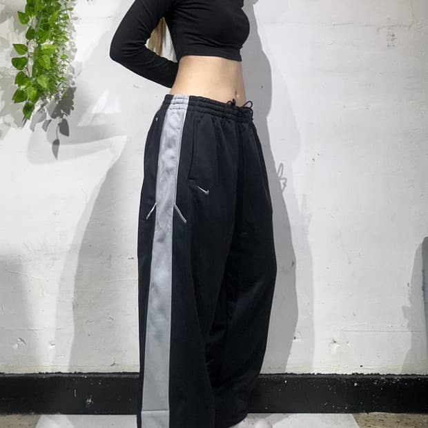 00s 나이키 블랙 그레이 사이드 라인 와이드 트레이닝 팬츠 XL