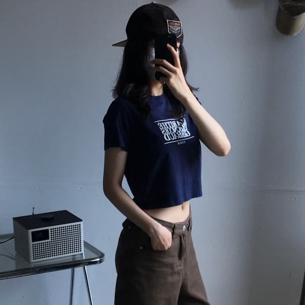 마리떼 중앙로고 라운드넥 반팔티