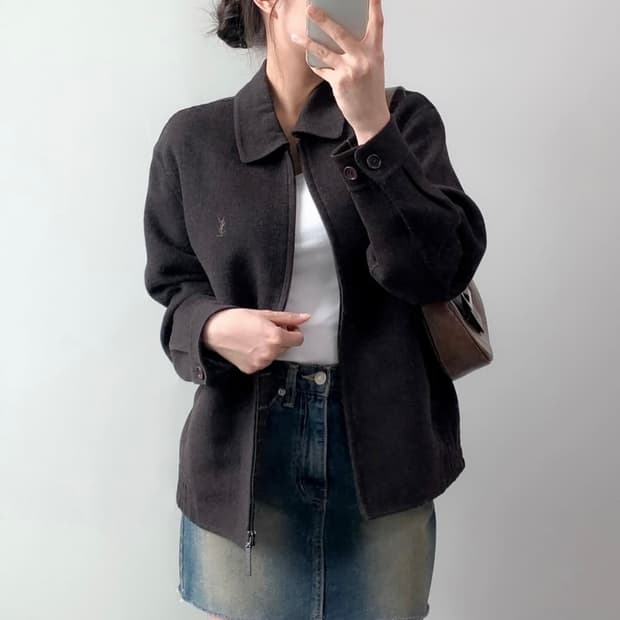 입생로랑 블루종 모직자켓