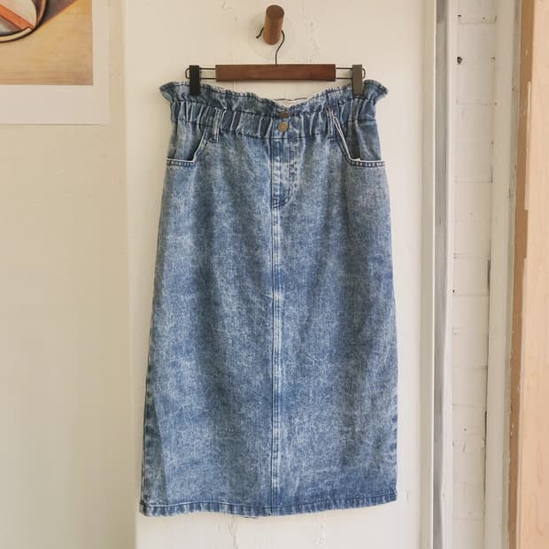 애시드워시 빈티지 밴딩 데님스커트