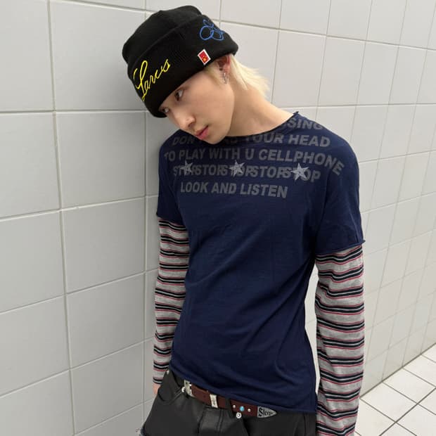 Retro Stripe Patchwork Layered Long Slee