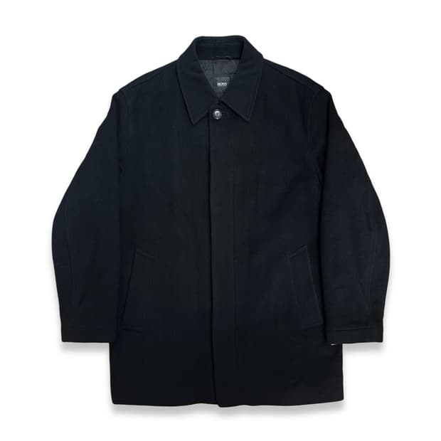 00s HUGO BOSS 울/캐시미어 블랙 코트 52