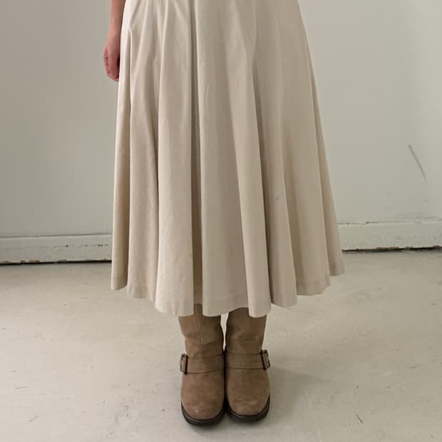 일본빈티지 아이보리 플레어 롱스커트