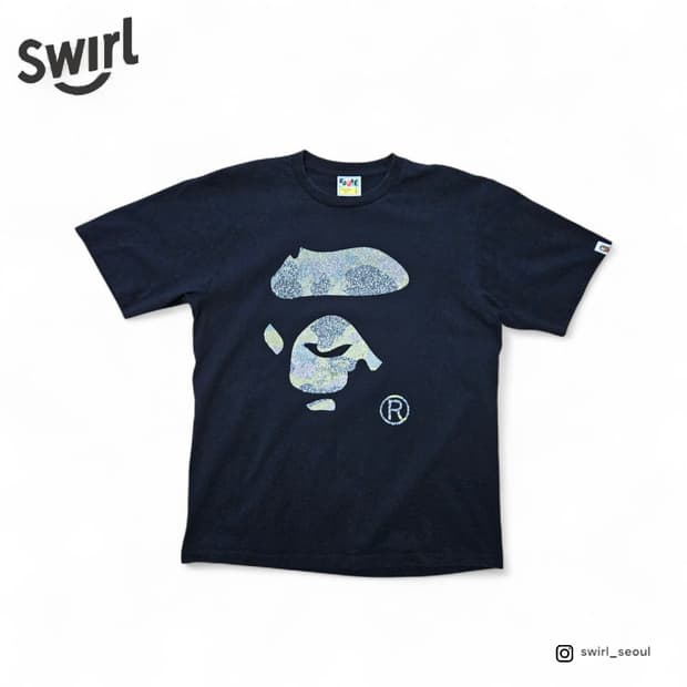 BAPE 글리터 카모 고릴라헤드 티셔츠