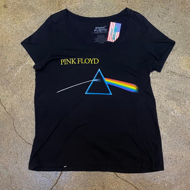 미국 빈티지 핑크폴라로이드 브이넥 락티셔츠 반팔티