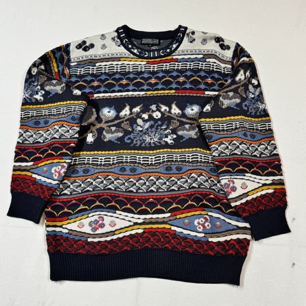 L) YASHIRO CLUB 패턴 니트 쿠지맛