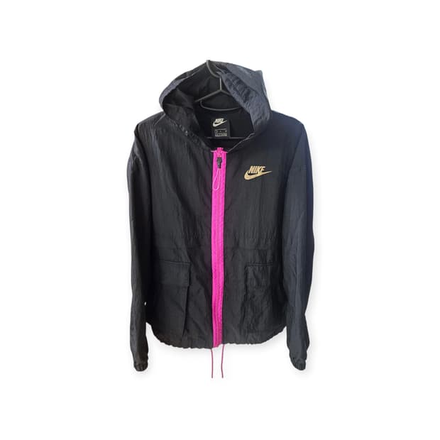 나이키 블랙 윈드브레이커 핑크 지퍼 후드 자켓 바람막이