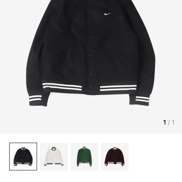 나이키 NSW 어센틱 바시티 재킷 블랙(m)