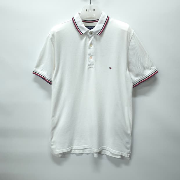 타미힐피거 오가닉 코튼 시그니처 배색 반팔 카라티(95~100)