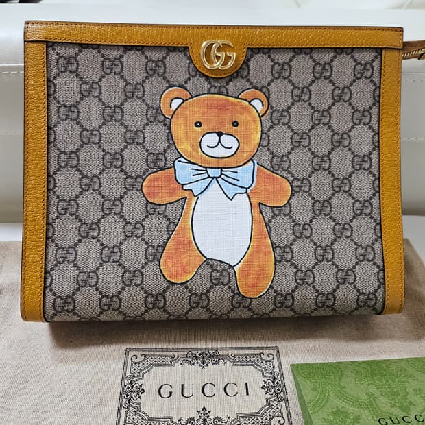 정품 구찌 카이 테디베어 클러치백 한정판 풀박스