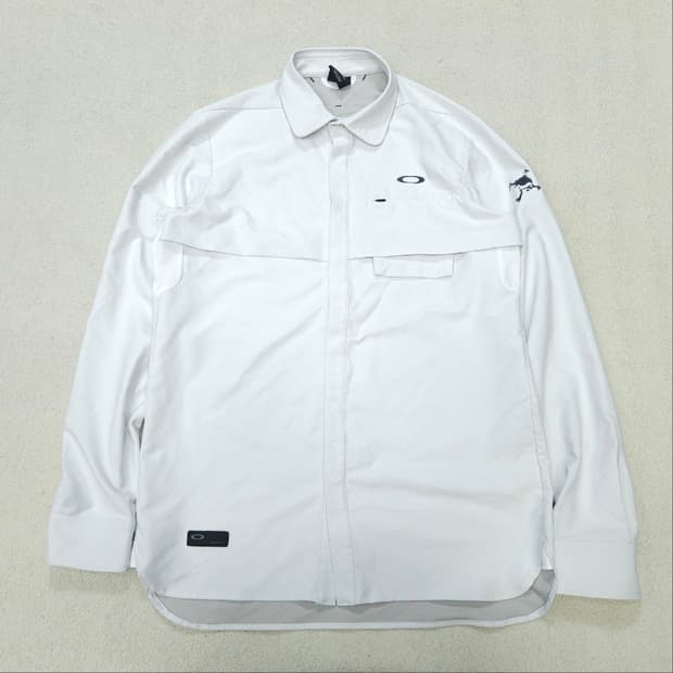오클리 써클 로고 화이트 셔츠 자켓 L