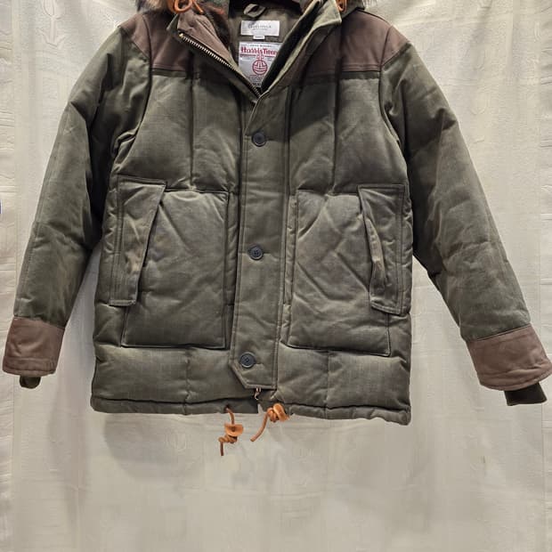 이스트로그 해리스트위드 퍼 후드 패딩 왁싱자켓 S