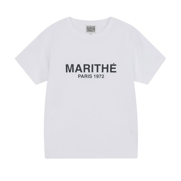 S 마리떼프랑소와저버 화이트 로고 프린팅 반팔티