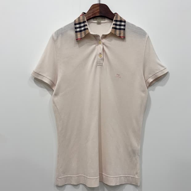 Burberry 노바 체크 반팔 피케 티셔츠 연핑크