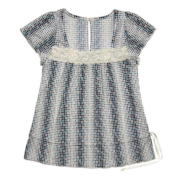 Square Print Lace blouse