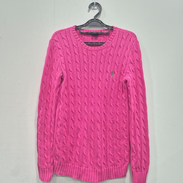 랄프로렌 스포츠 핫핑크 케이블 니트 스웨터 여성 M사이즈