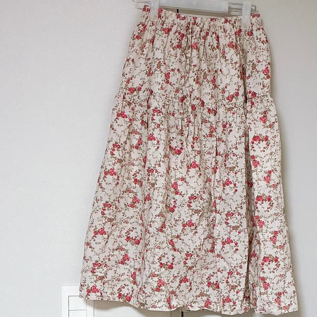 모리걸 빈티지 플라워패턴 밴딩스커트 