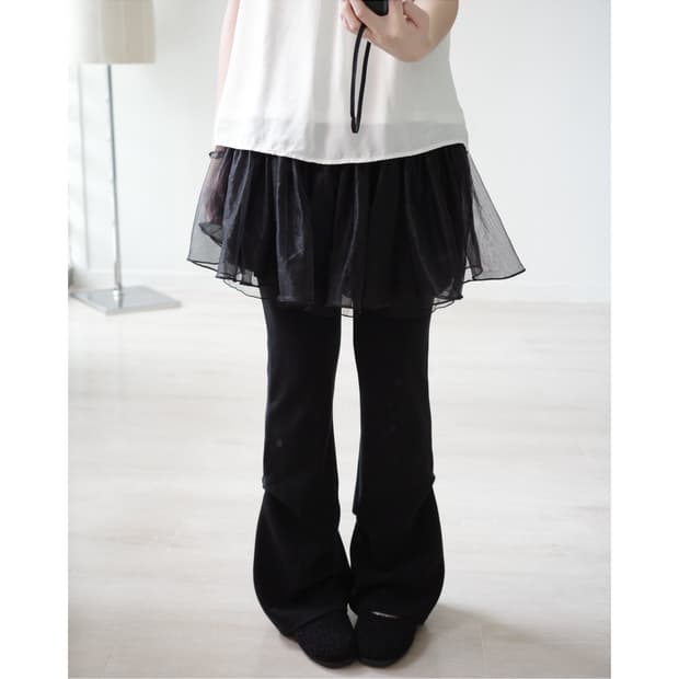  Black Organza Shirring Mini Skirt