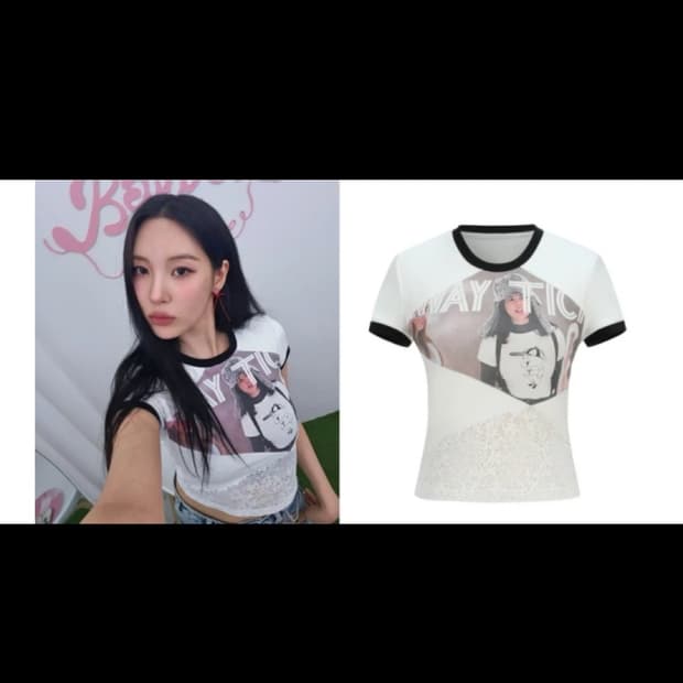 [런웨이티켓] run t lace patch ringer t shirt 