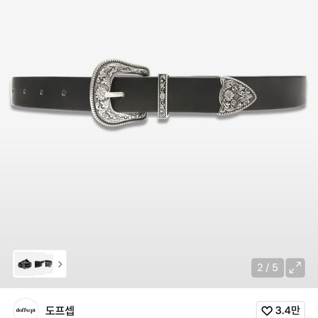 도프셉) Flower Western Cowhide Belt BK
