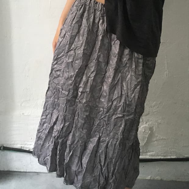 Issey Miyake 이세이미야케 그레이 플리츠 주름 가공 패턴 스커트