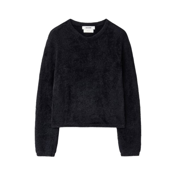 알렌느 헬렛 샤기 크롭 브이넥 블랙 1