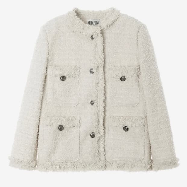 카키포인트 트위드 자켓 아이보리