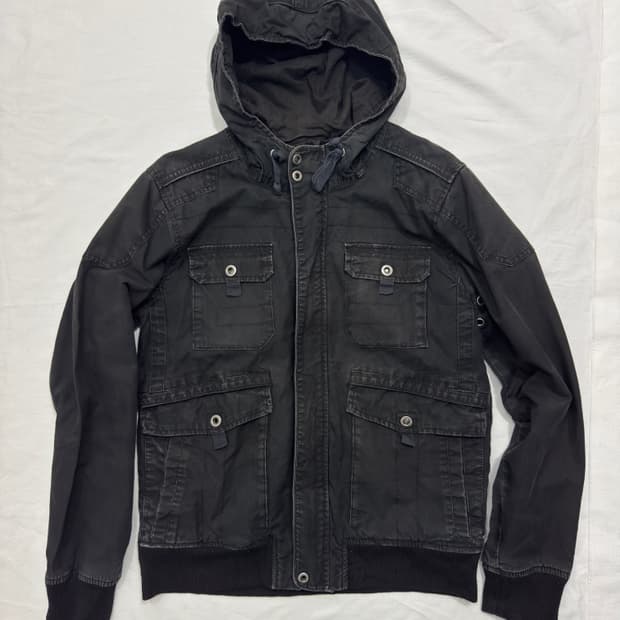 black military hood jacket