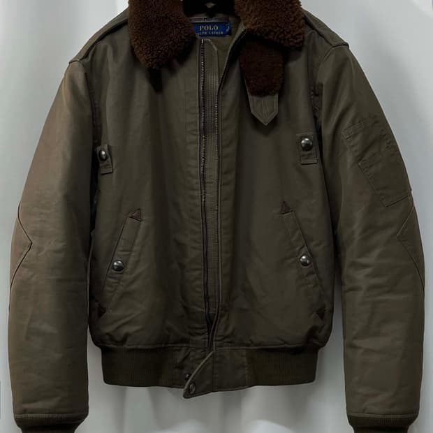 폴로 랄프로렌 b-15 램스킨 시어링 왁스 다운 봄버자켓