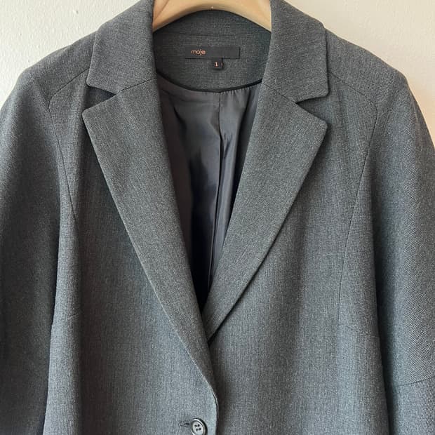 마쥬 여성 그레이 간절기코트 5부소매 롱자켓