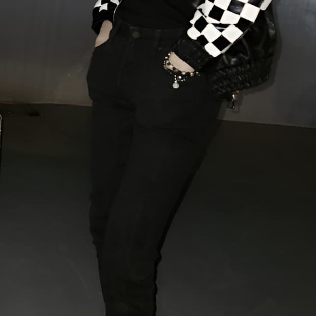 체커보드 레더자켓