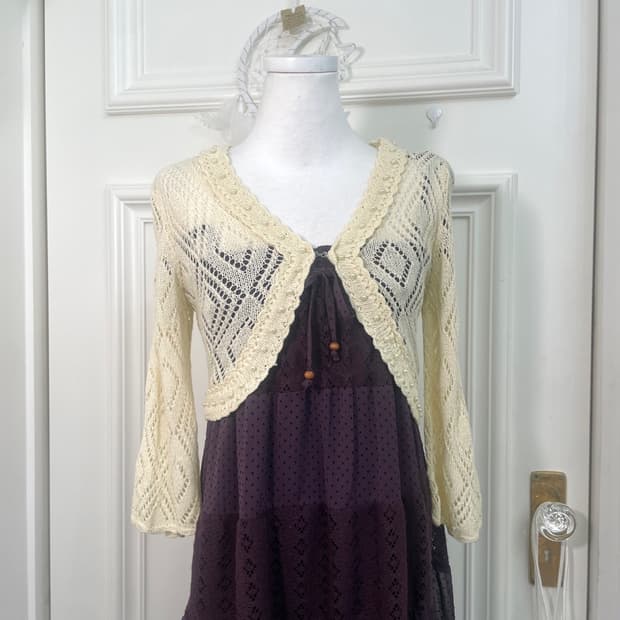 butter cream pearl point crochet bolero