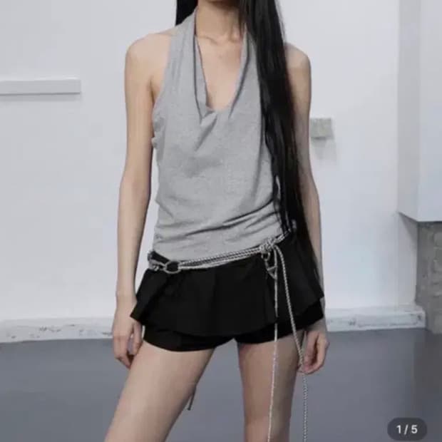 세릭 드레이프 홀터 탑 멜란지그레이 나시 cerric