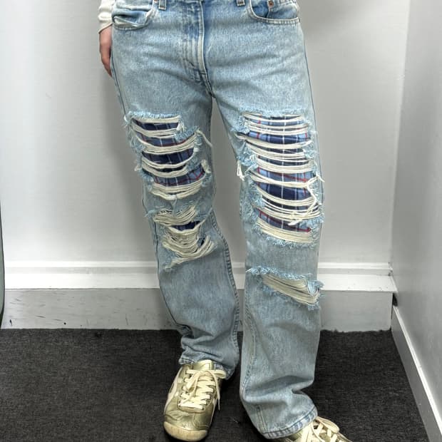 Levi’s 508 체크 디스트로이드 데님팬츠